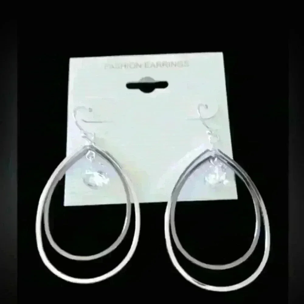 Women's silver tear drop earrings